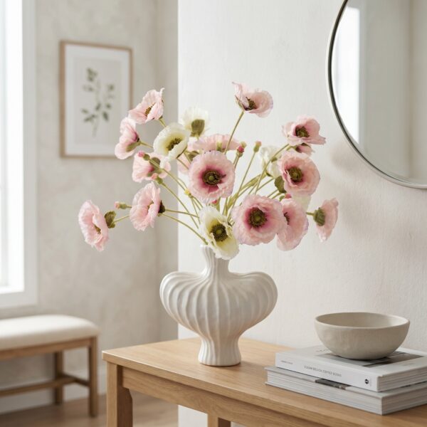 Silk Poppy Flowers-Pink